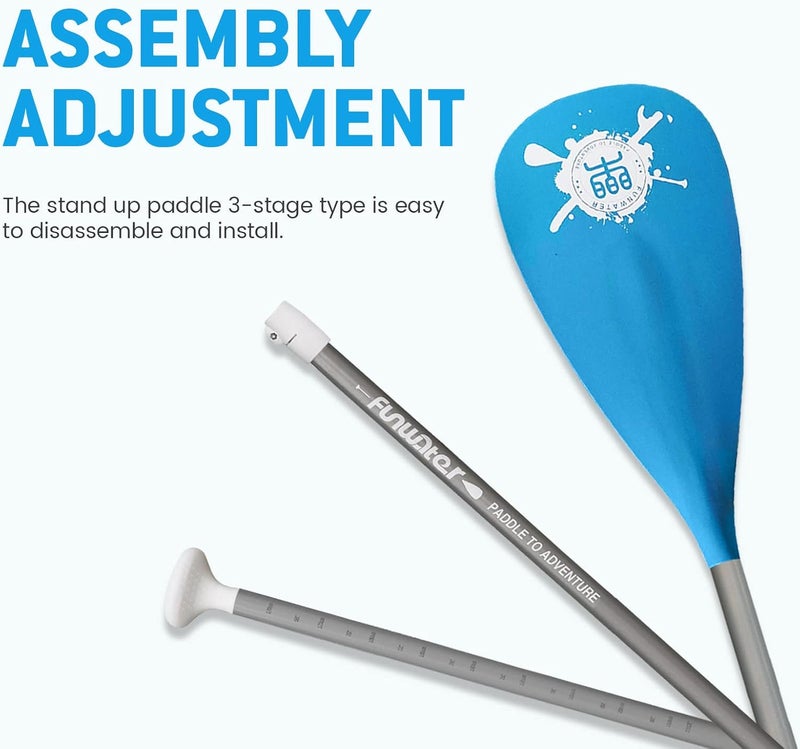 FunWater SUP Paddles - Adjustable Stand Up Paddle 3 Piece Floating Alloy Portable Paddle Board Paddles - Lightweight & Floating oars - Durable and Packable - Efficient Padding - Image 2